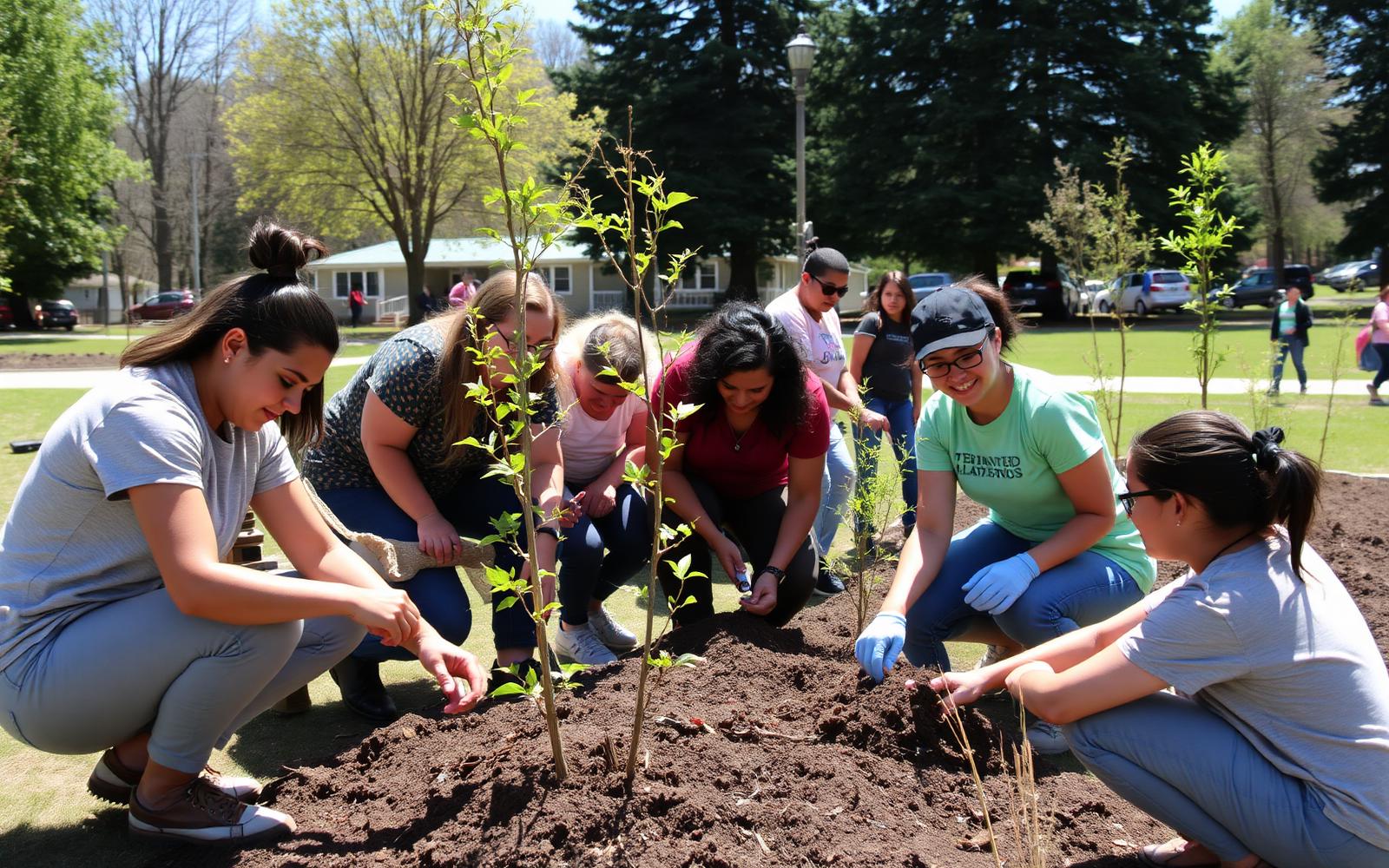 Volunteers planting trees